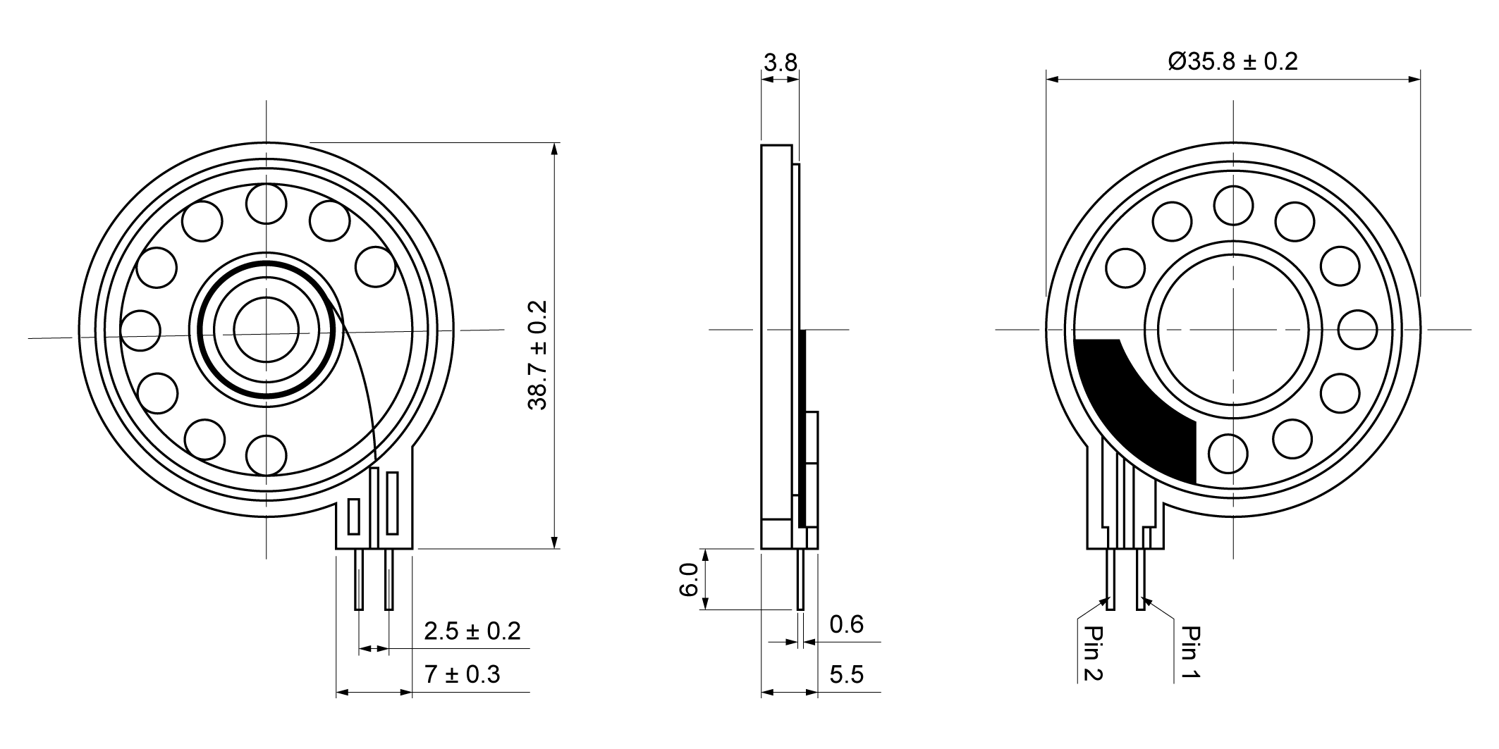 OSS46-38-5A0.5W50-P Mechanical Drawing